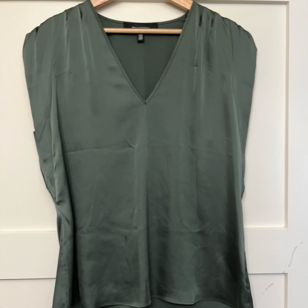 White House Black Market Satin Green Blouse